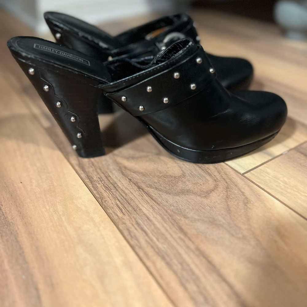 Harley Davidson black clog shoes